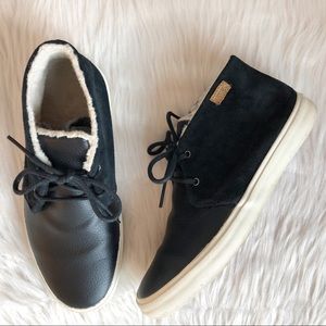 Vans Black Leather and Suede High Top Sneaker, size 7.5